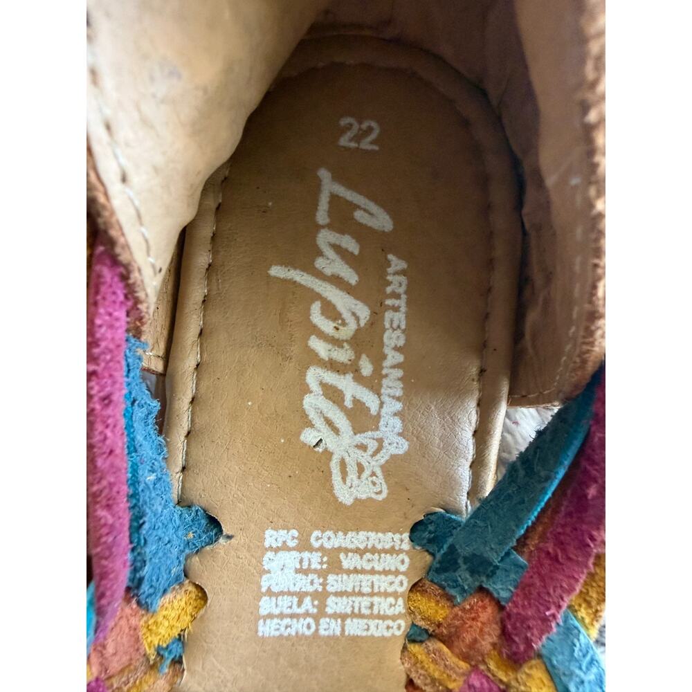 Women's Authentic Mexican Huarache Flats Leather Rainbow Slip On; Size 5 - Picture 5 of 5